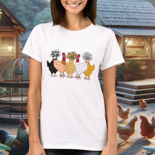 Cute Hand-getrokken achtertuin kippen T-shirt