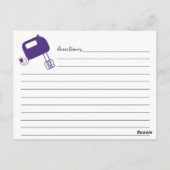 Cute Hand Lettered Paarse Whisk Recipcard Briefkaart (Achterkant)