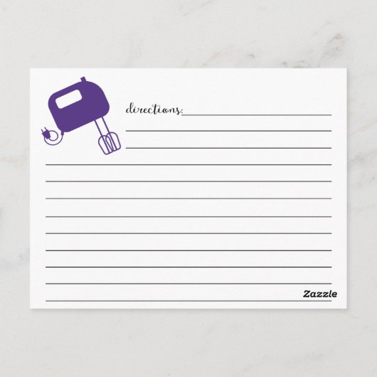 Cute Hand Lettered Paarse Whisk Recipcard Briefkaart (Achterkant)