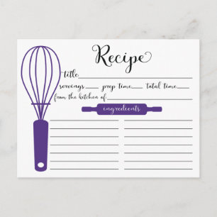 Cute Hand Lettered Paarse Whisk Recipcard Briefkaart