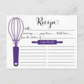 Cute Hand Lettered Paarse Whisk Recipcard Briefkaart (Voorkant)