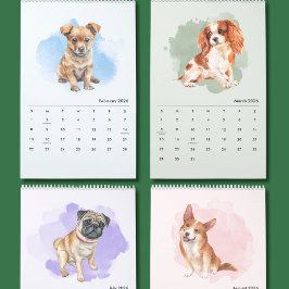 Cute Hand-Painted Dogs Art Wall Calendar Kalender