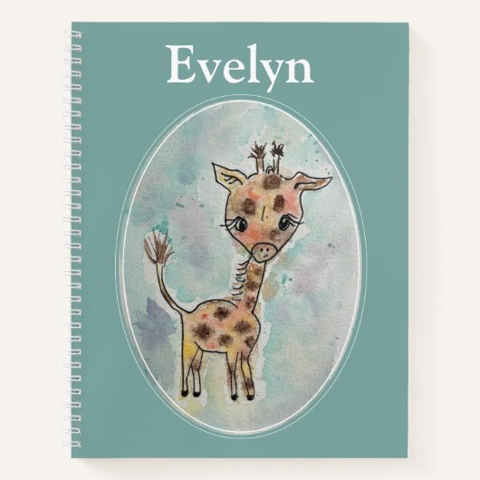 Cute Hand Painted Giraffe Gepersonaliseerd Notitie Notitieboek (Voorkant)