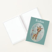Cute Hand Painted Giraffe Gepersonaliseerd Notitie Notitieboek (Binnen)