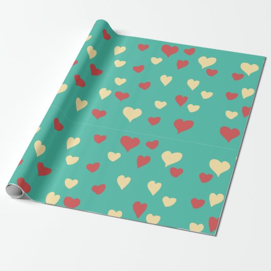Cute Hand Painted Hearts Valentijn Cadeaupapier (Uitgerold)