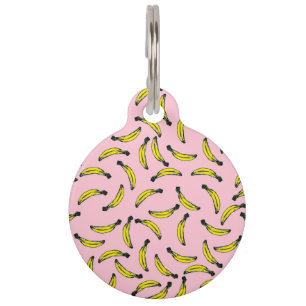 Cute Hand Painted Waterverf Bananas and Pink Huisdierpenning