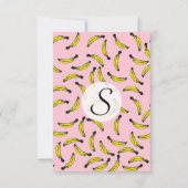Cute Hand Painted Waterverf Bananas and Pink Kaart (Achterkant)