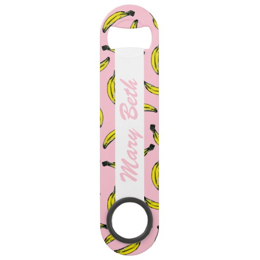 Cute Hand Painted Waterverf Bananas Monogram Speed Flessenopener (Voorkant)