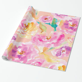 Cute Hand Painted Waterverf Flowers Cadeaupapier
