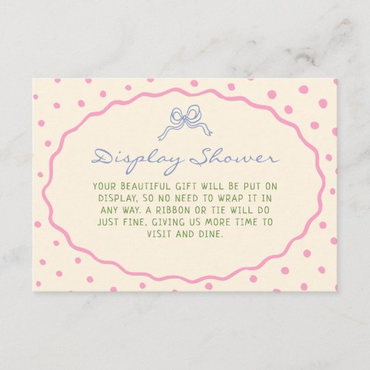 Cute handgetekende kleurrijke display douche informatiekaartje (Voorkant)