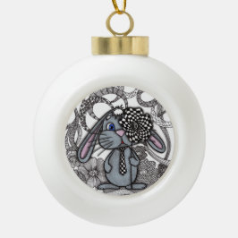 Cute Handgetekende Konijn Zen Doodle Keramische Ba Bal Ornament
