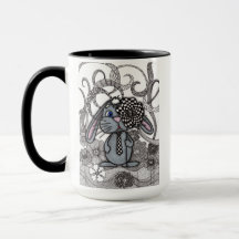 Cute Handgetekende Konijn Zen Doodle Twee-Tons M