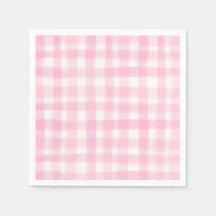 Cute Handgetekende Roze Gingham Meisje Verjaardags