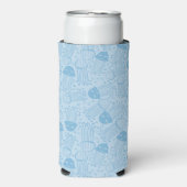 Cute handmade jelly fish pattern blue background seltzer blikjeskoeler (Seltzer Voorkant)