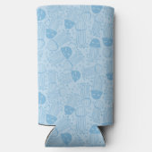 Cute handmade jelly fish pattern blue background seltzer blikjeskoeler (Achterkant)
