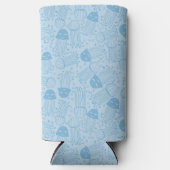 Cute handmade jelly fish pattern blue background seltzer blikjeskoeler (Voorkant)
