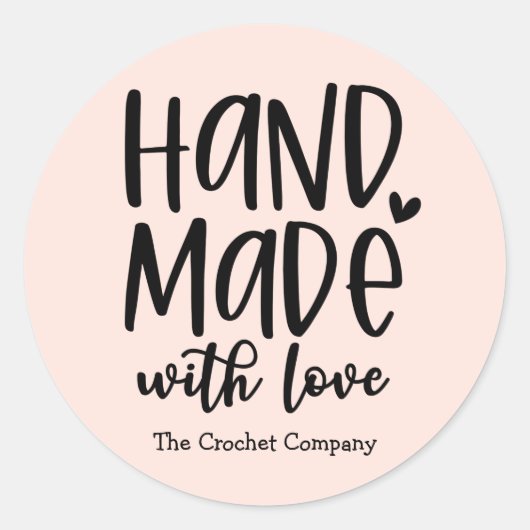 Cute Handmade with Love Blush Business Sticker (Voorkant)