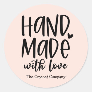 Cute Handmade with Love Blush Business Sticker