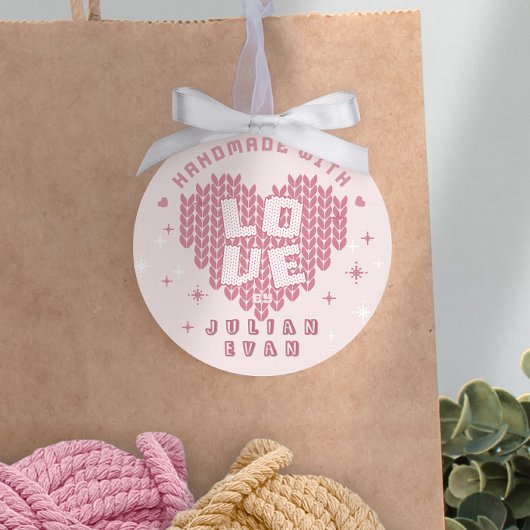 Cute Handmade With Love Crochet Yarn Blush Pink Ronde Sticker