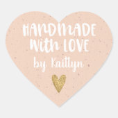 Cute Handmade with Love Hart Sticker (Voorkant)