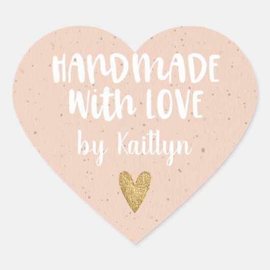 Cute Handmade with Love Hart Sticker (Voorkant)