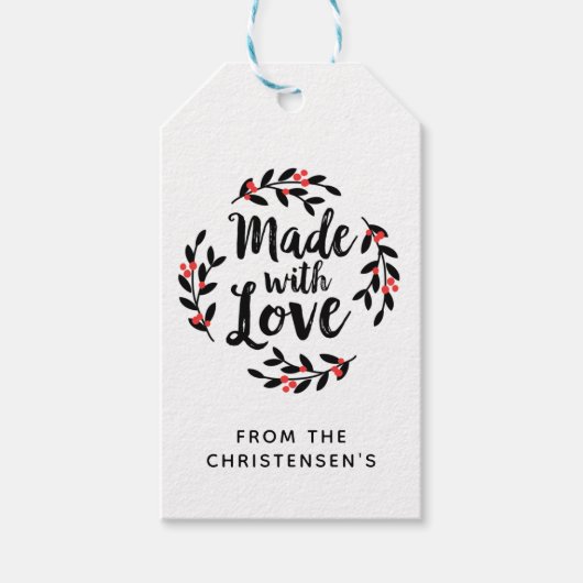 Cute Handmade with Love Wreated Cadeaulabel (Voorkant)