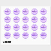 Cute Handwriting Style Personeelsgericht Paars har Ronde Sticker (Vel)