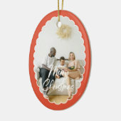 Cute Handwritten Script Merry Christmas 2 Photo Keramisch Ornament (Links)