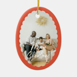 Cute Handwritten Script Merry Christmas 2 Photo Keramisch Ornament