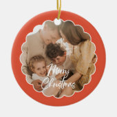 Cute Handwritten Script Merry Christmas Photo Keramisch Ornament (Voorkant)