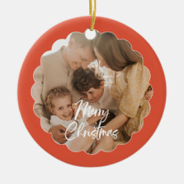 Cute Handwritten Script Merry Christmas Photo Keramisch Ornament