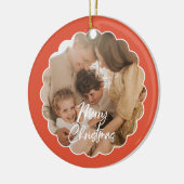 Cute Handwritten Script Merry Christmas Photo Keramisch Ornament (Links)
