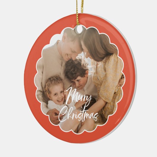 Cute Handwritten Script Merry Christmas Photo Keramisch Ornament (Links)
