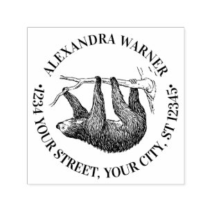 Cute hangende luiaard #2 naam retouradres  zelfinktende stempel