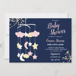 Cute hangende speelgoed sky goudglitter baby showe kaart