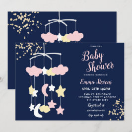 Cute hangende speelgoed sky goudglitter baby showe kaart