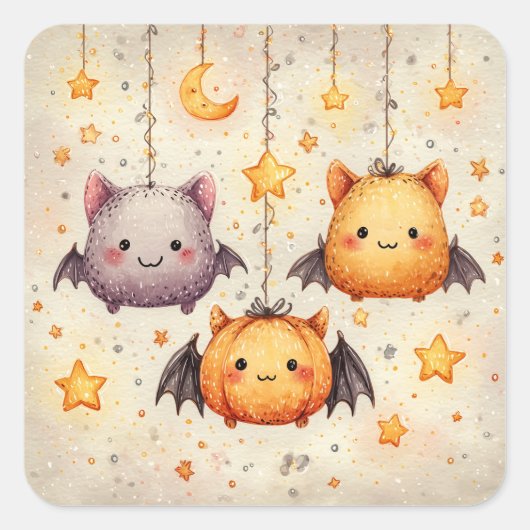 Cute Hanging Bats Halloween Stickers (Voorkant)