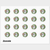 Cute Hanging Christmas Cartoon Kitty Ronde Sticker (Vel)