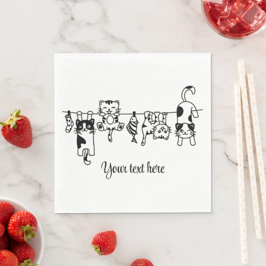Cute Hanging Kittens Custom Text/Name Servet (Insitu)