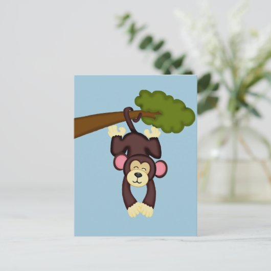 Cute Hanging Monkey Briefkaart (Staand voorkant)