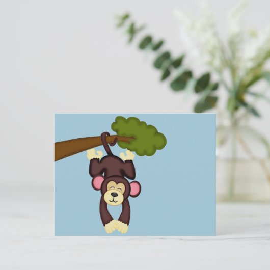 Cute Hanging Monkey Briefkaart (Staand voorkant)