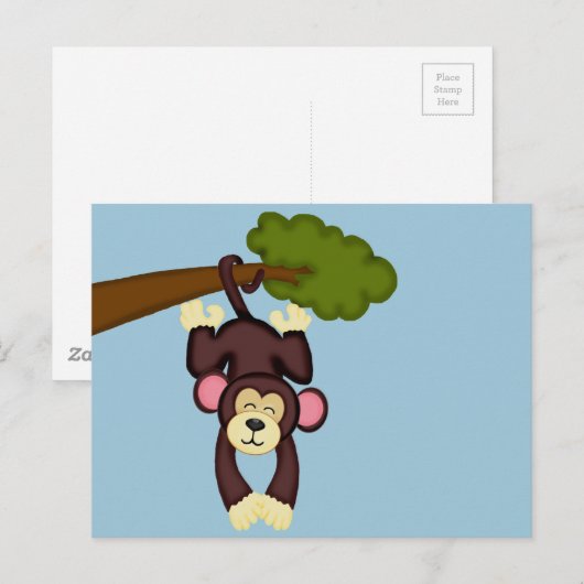 Cute Hanging Monkey Briefkaart (Voorkant / Achterkant)