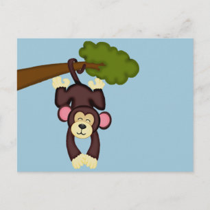 Cute Hanging Monkey Briefkaart