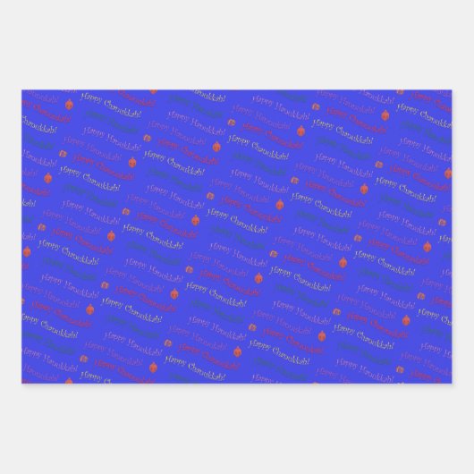 Cute Hannukah patterned Wrapping Paper Sheets (Voorkant 3)