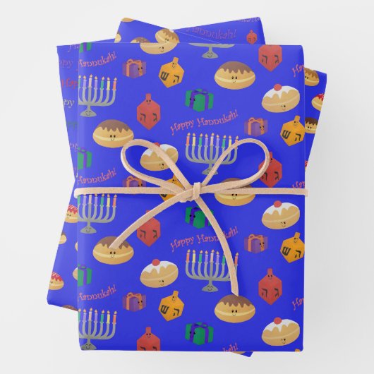 Cute Hannukah patterned Wrapping Paper Sheets (In situ)