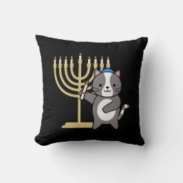 Cute Hanukkah Cat Menorah Pillow for Kids and Teen Kussen