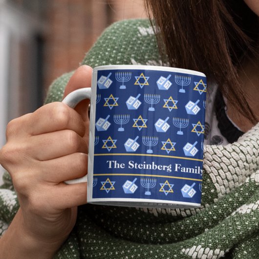 Cute Hanukkah Dreidel Menorah Pattern Custom Koffiemok
