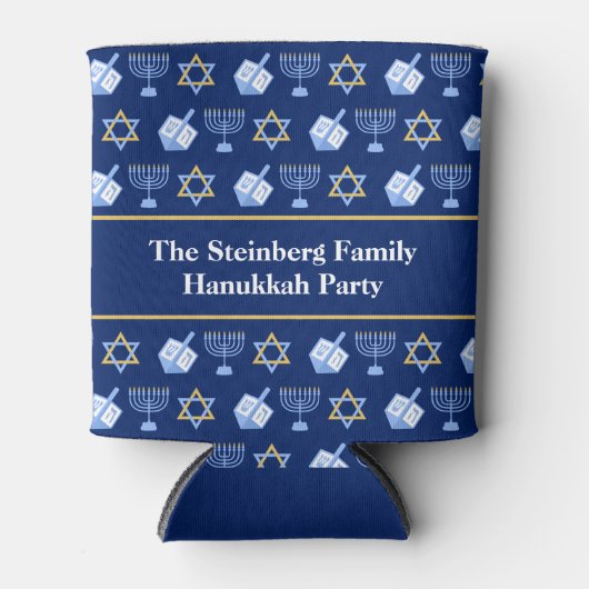 Cute Hanukkah Dreidel Menorah Pattern Custom Party Blikjeskoeler (Voorkant)