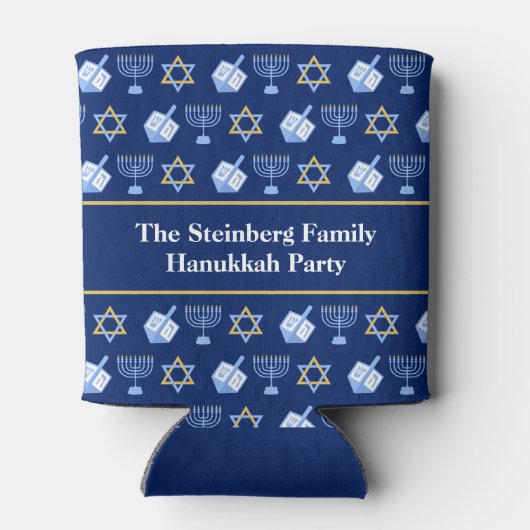 Cute Hanukkah Dreidel Menorah Pattern Custom Party Blikjeskoeler (Achterkant)