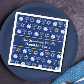 Cute Hanukkah Dreidel Menorah Pattern Custom Party Servet